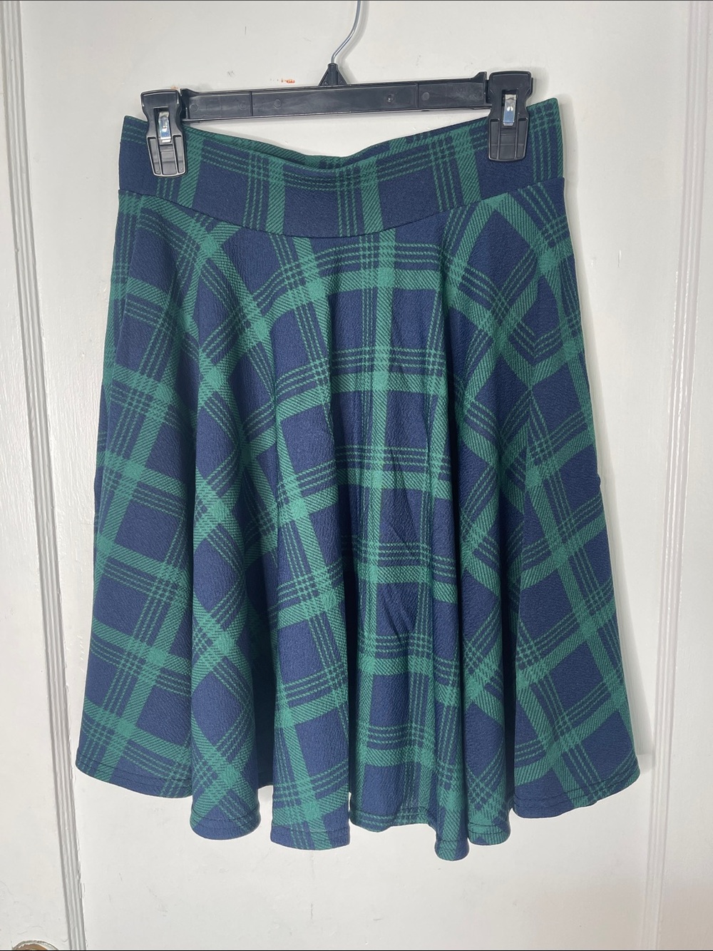 Nwt Urban Coco Plaid Skirt Medium Stretch Green Navy Blue Skater Circle New